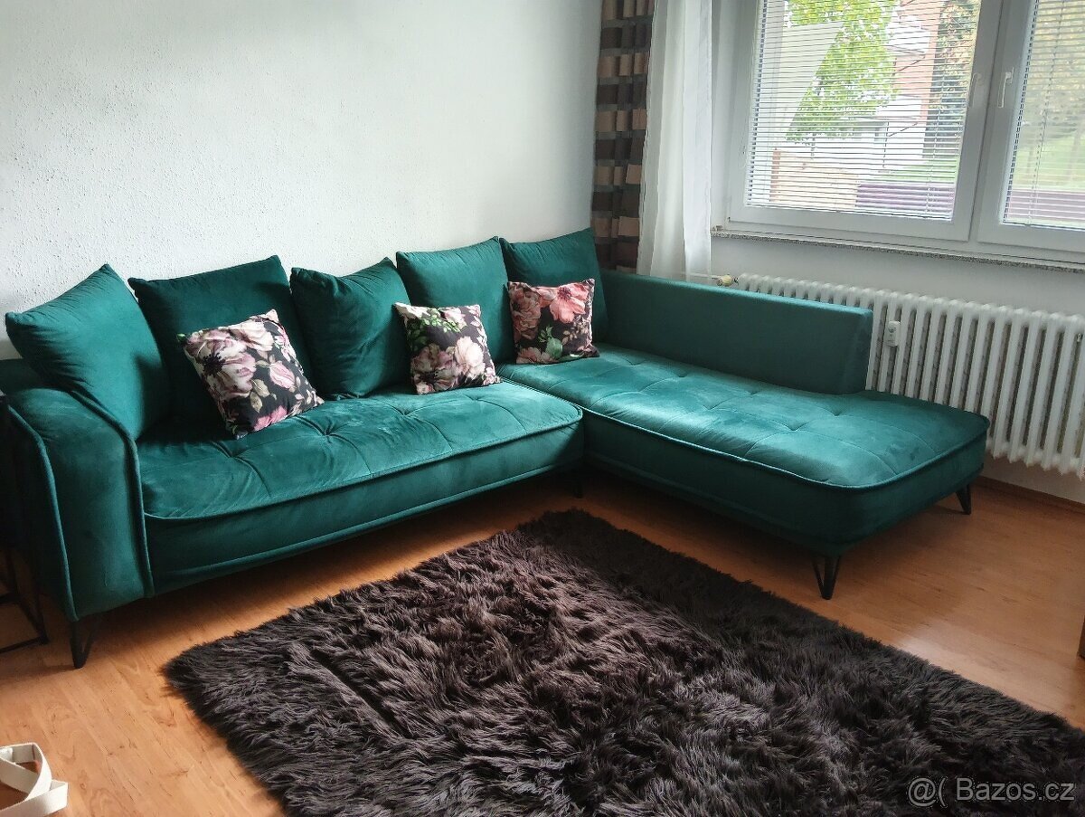 Sedací rohová souprava Tesoro zelená smaragdová - 2