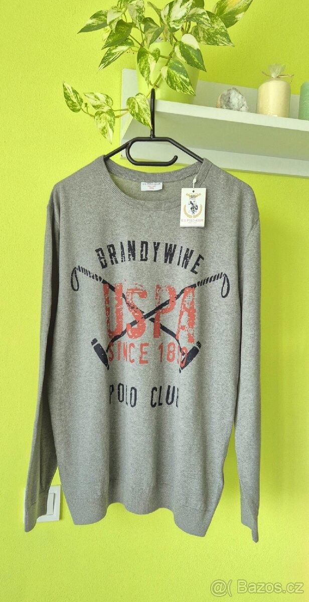 Šedý pánský svetr s nápisem - 2