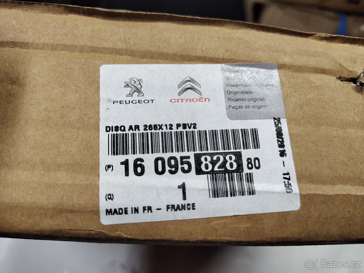 Brzdové kotouče zadní Peugeot 1609582880 - 2