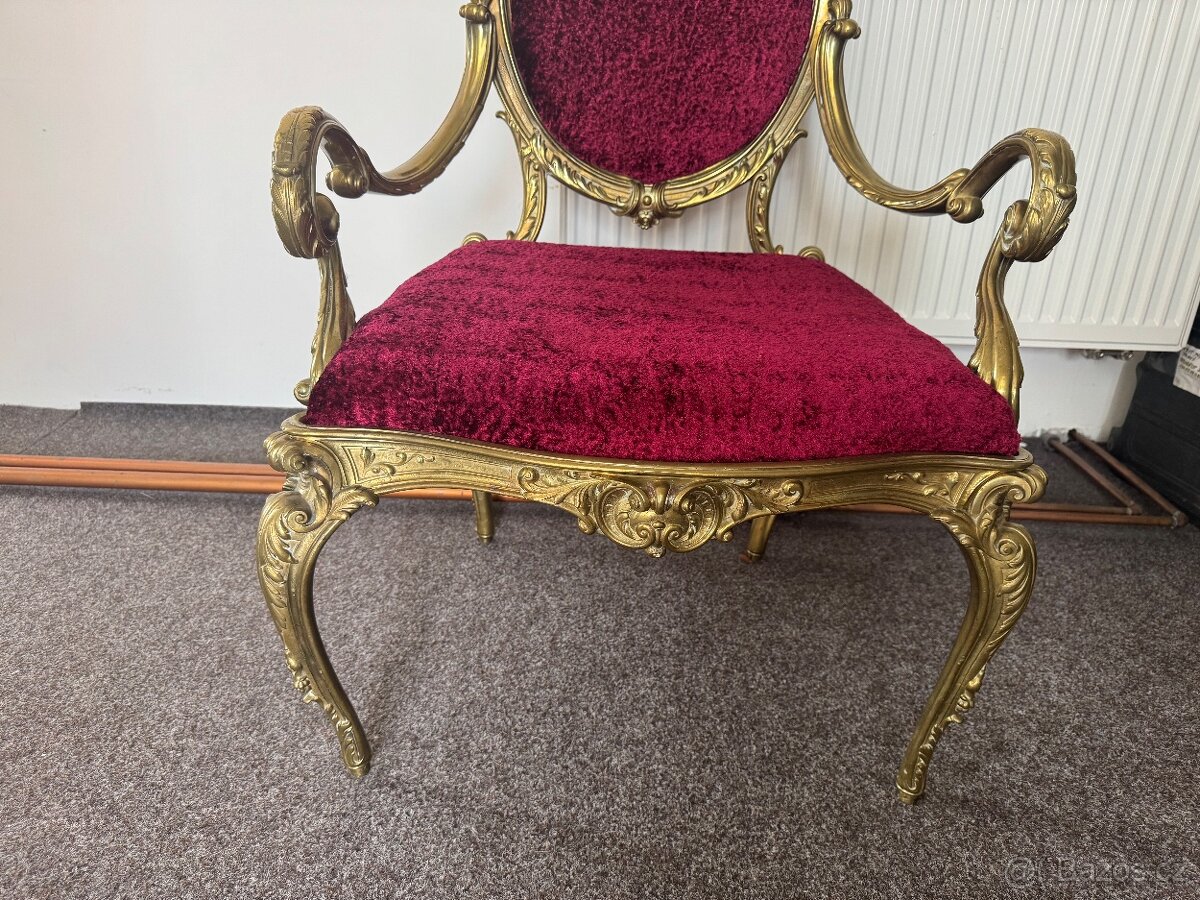 Starožitné mosazné křeslo - 2