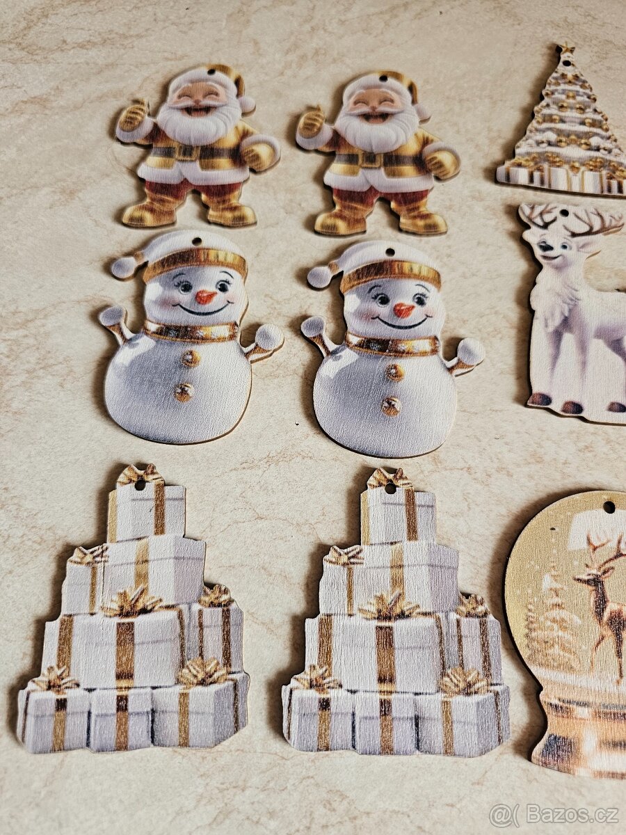 16 kusů vánočních dřevěných ozdob - 2