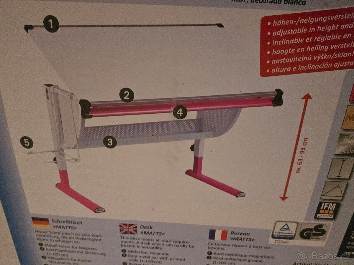 Dětský rostoucí psací stůl Matts 3 v 1- NOVÝ - 2