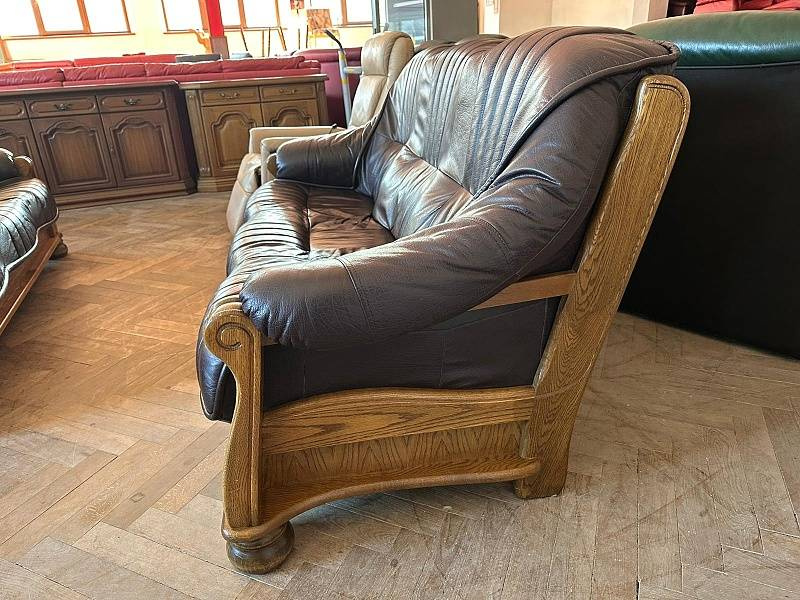 295 Kožený rustikální trojsedák masiv - 2