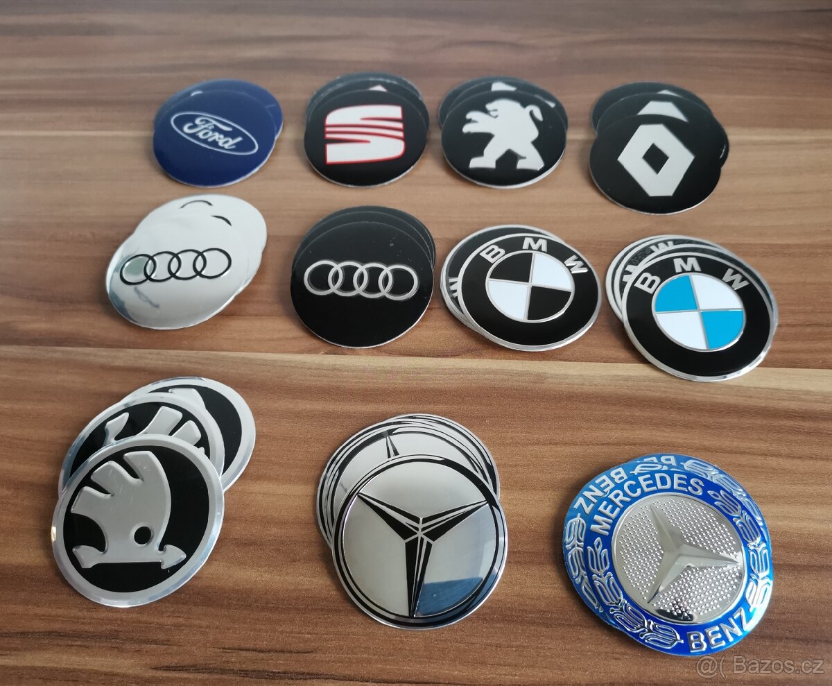 Středové samonalepovaci pokovené loga 56mm - 2