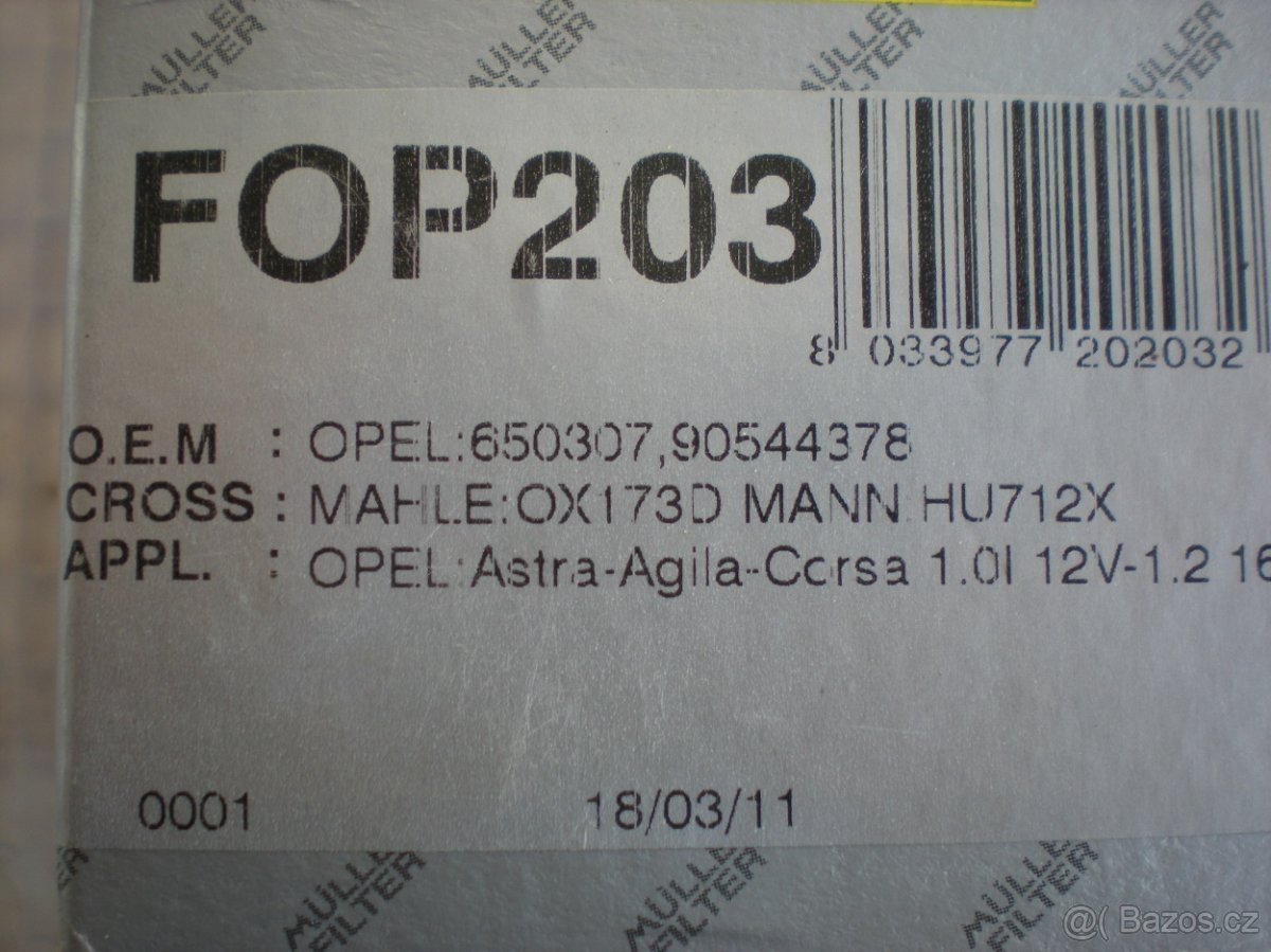 olejovy filtr Muller filter FOP 203 - 2