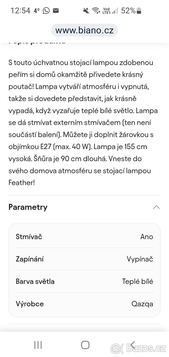 Stojaci lampa z peří - 2