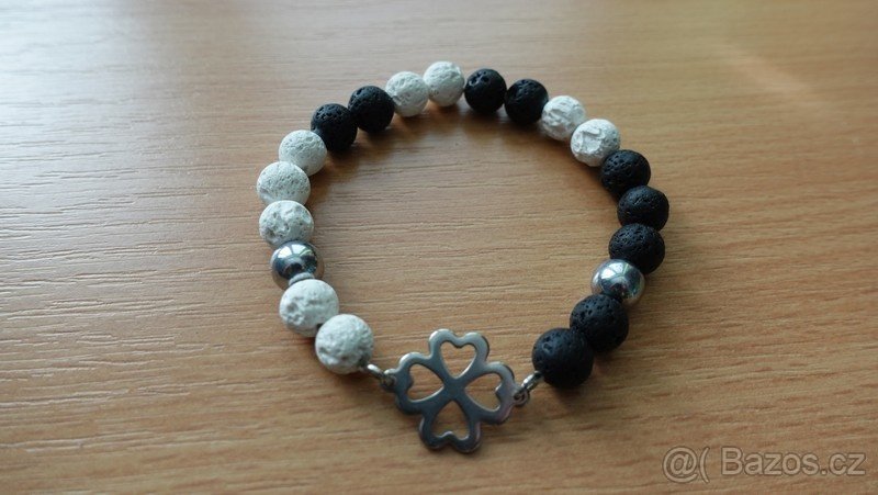 Náramek Jin a Jang (chirurgická ocel + láva) - 2