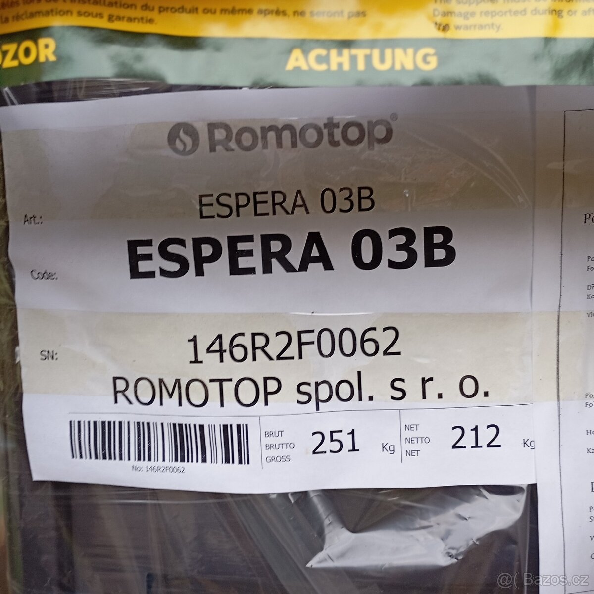 Romotop espera 03, kamna s výměníkem - 2