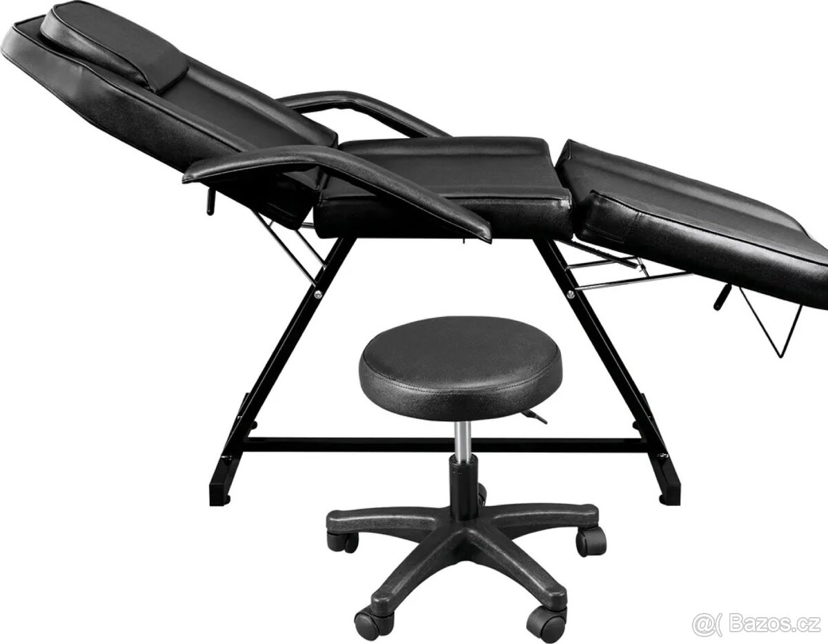 Kosmetické, tetovací masážní lehátko polohovací se stoličkou - 2