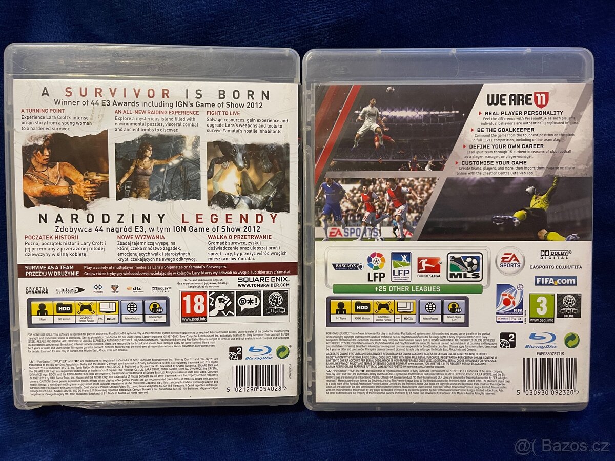 2ks Playstation 3 hry Tomb Raider a FIFA 11 PS3 - 2