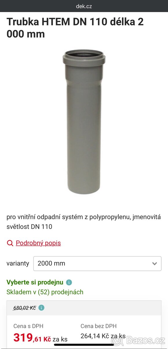 Trubka KG 110mm 2m - 2