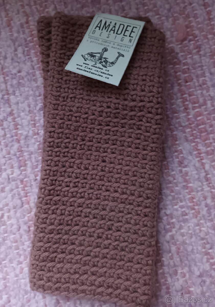 Rukavice, návleky oříškové - 2