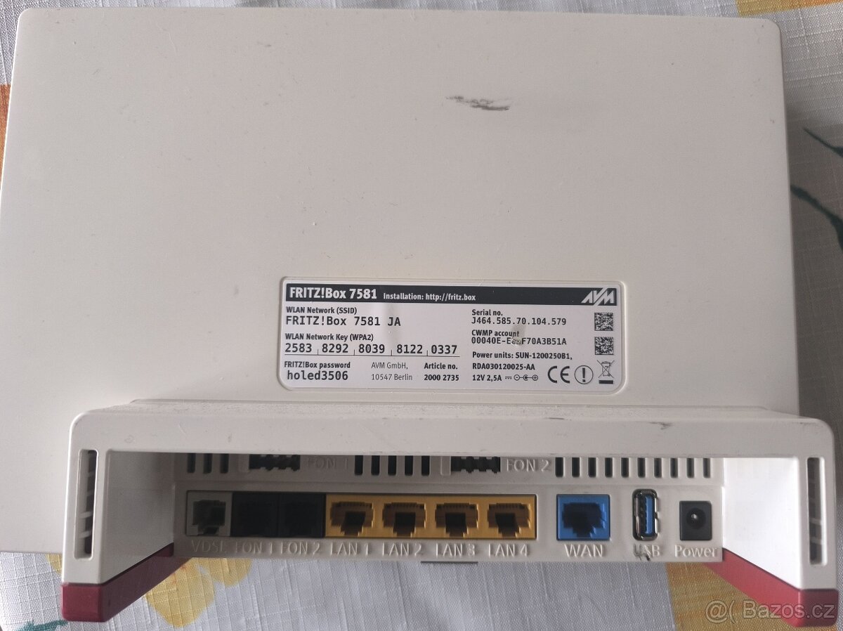 VDSL2 terminátor/modem/wifirouter/DECT/SIP tel FritzBOX 7581 - 2