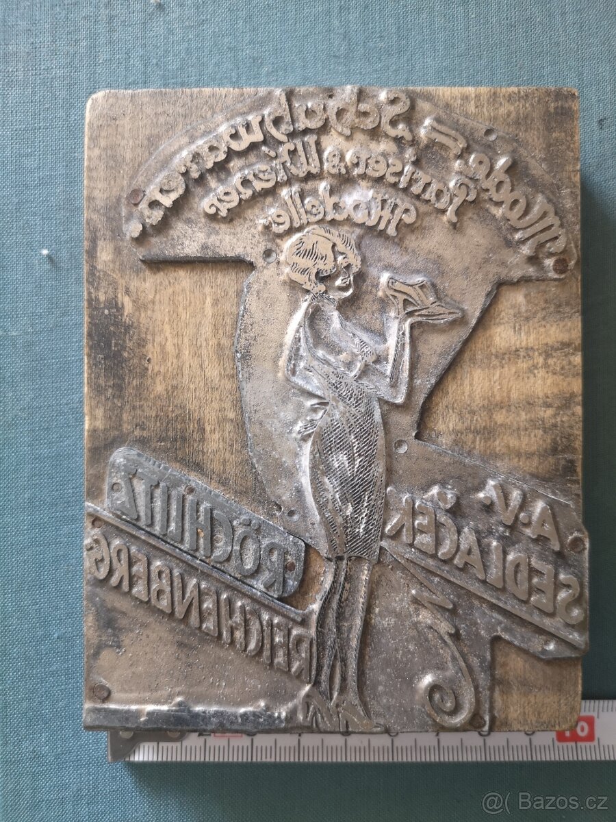 starožitná forma na tisk obuvnická fa A. V. Sedláček LIBEREC - 2