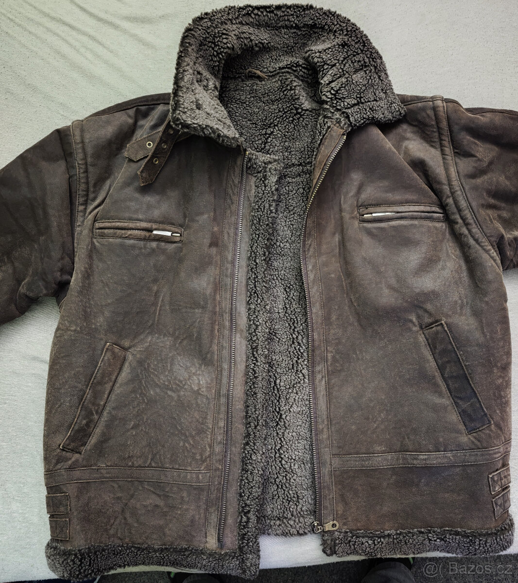 KOŽENÁ BUNDA S KOŽÍŠKEM - PILOTKA, NOVÁ S VISAČKOU - 2