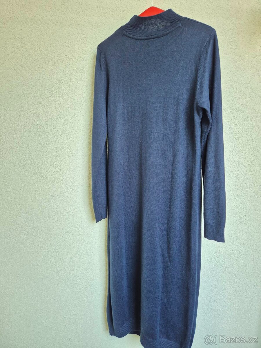 Dlouhé pletené modré šaty Bonprix - 2