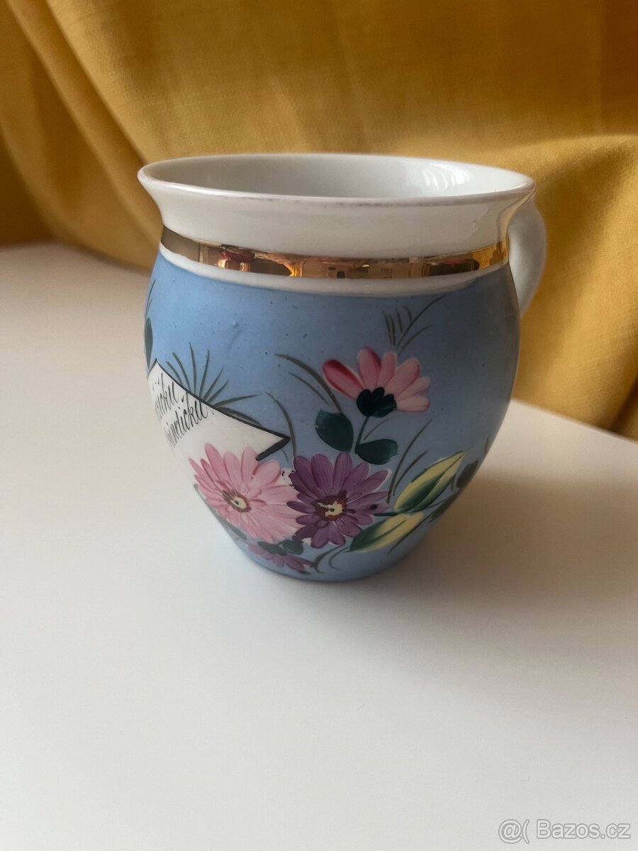 Starožitný hrnek buclák - nápis nezlob se mužíčku - 2