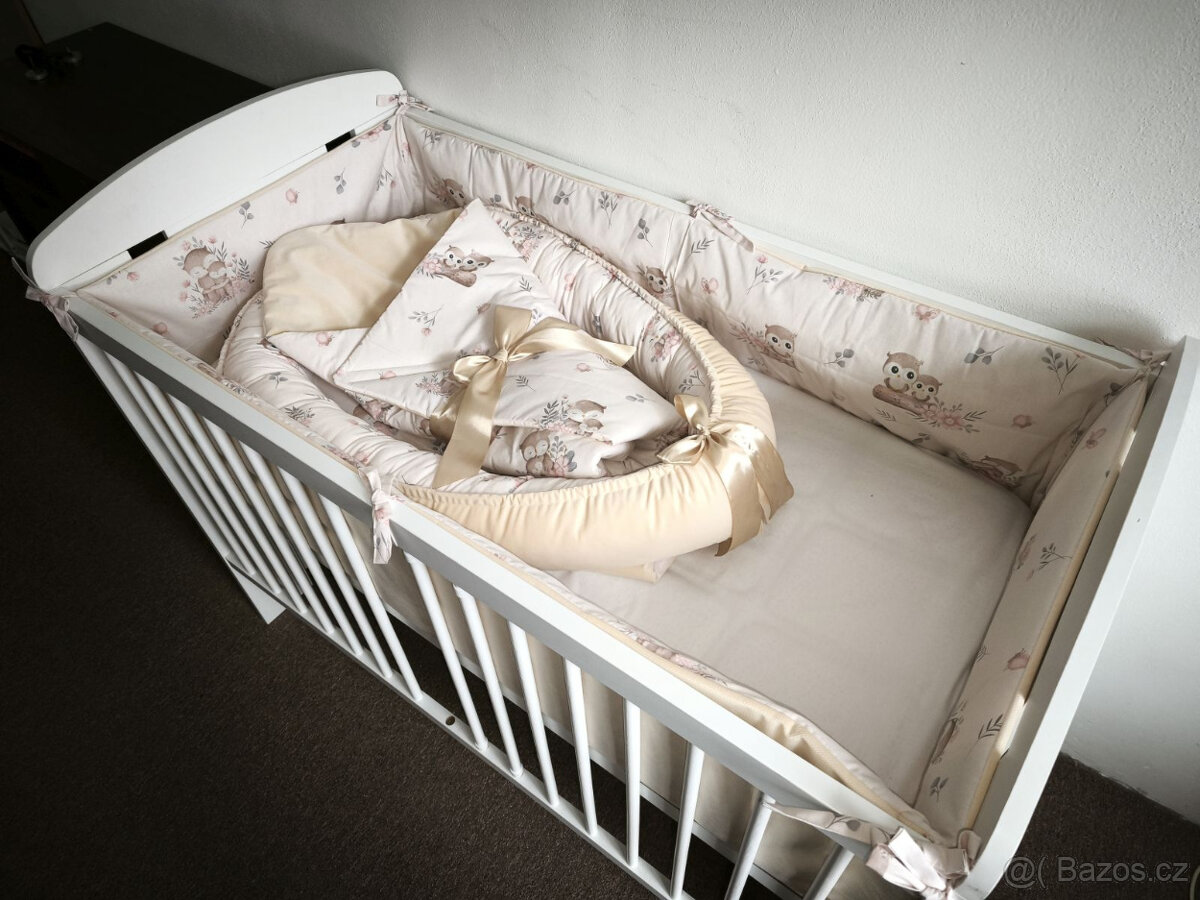 Nová souprava do postýlky sovičky+vanilkový velvet - 2