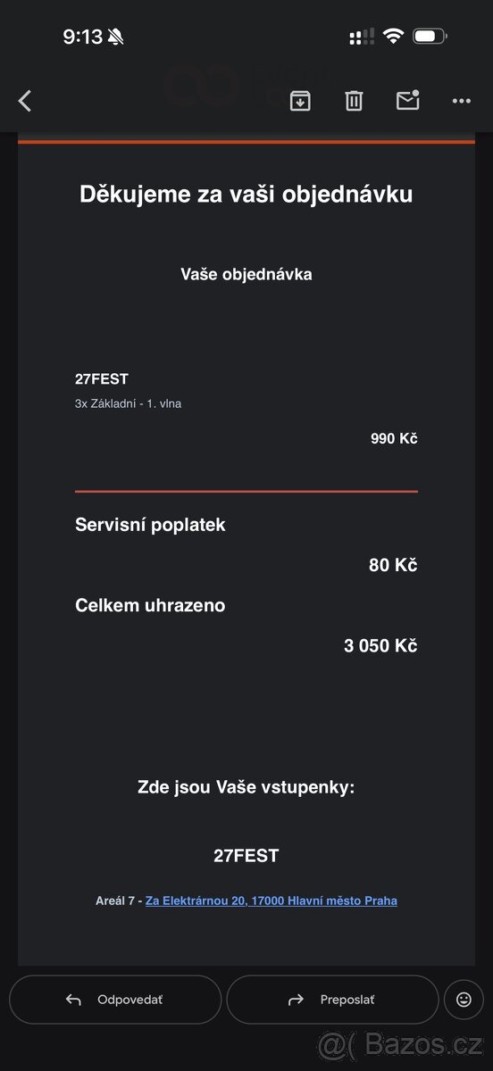 PREDÁM 3x LÍSTOK NA 27FEST - 2