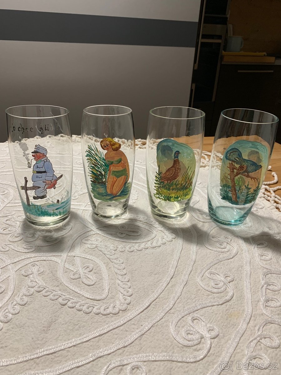 raritní pivní sklenice - ručně malované - 2