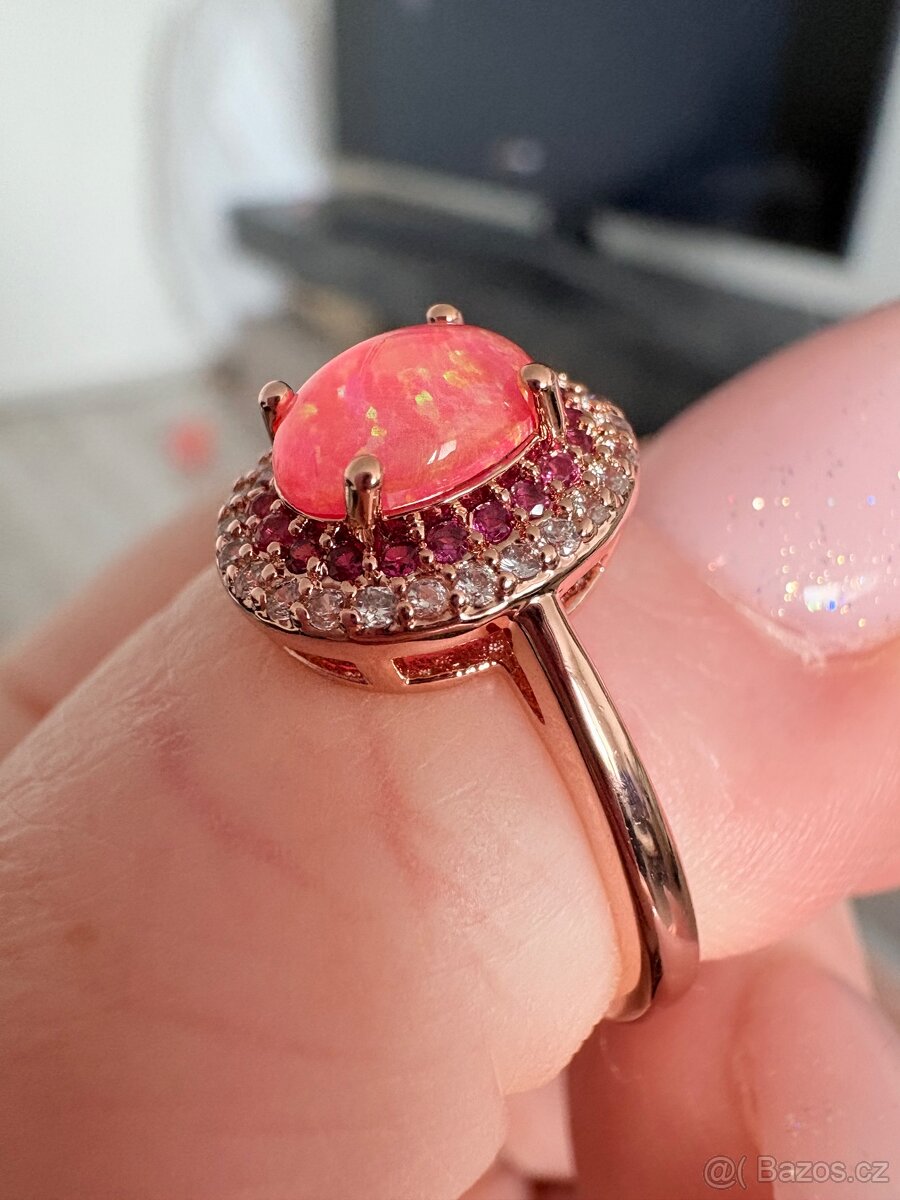 Vel. 7 nový dámský prsten s růžovým opálem - 2