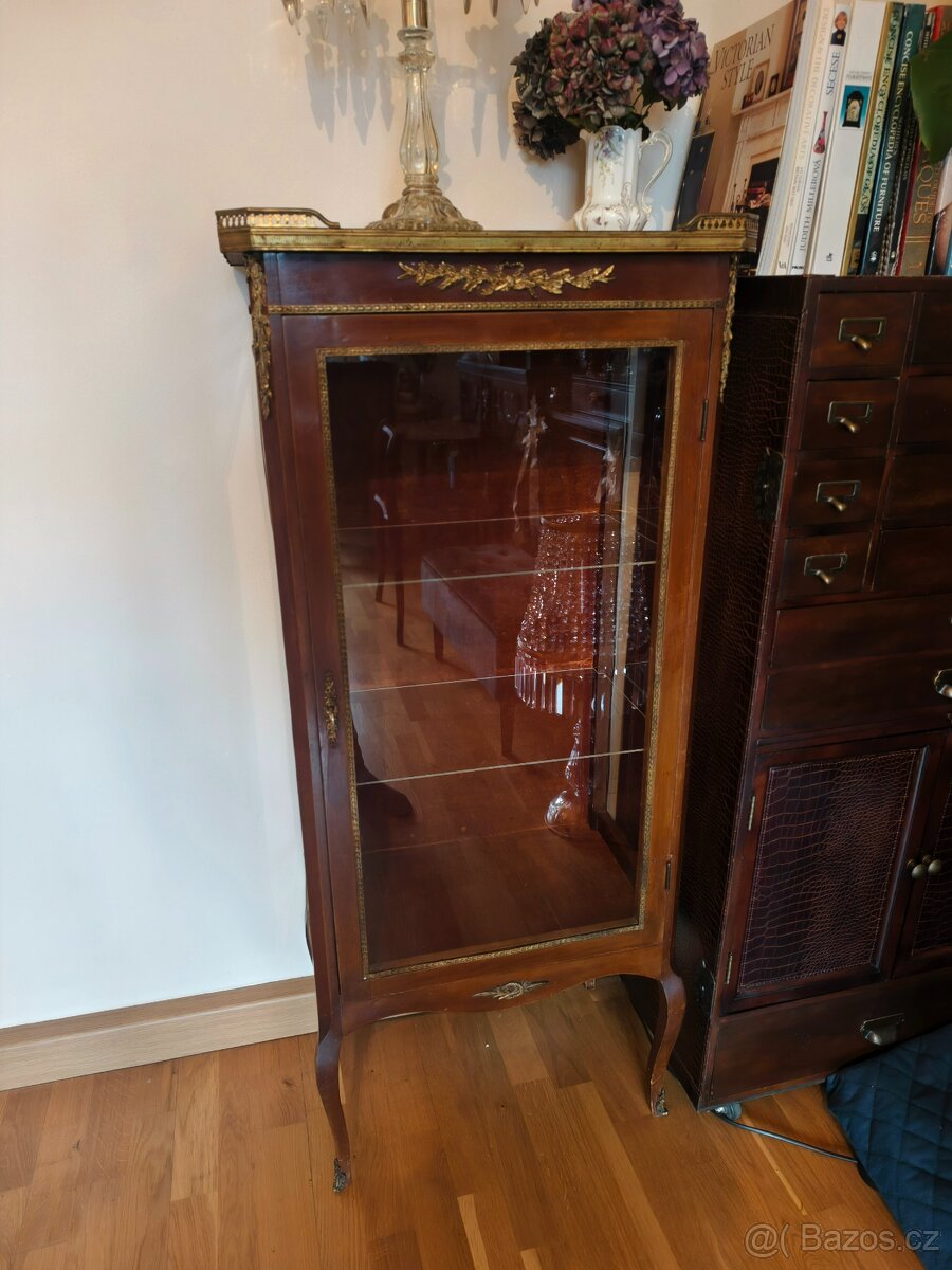 Mahagonový empírový skleník vitrína kabinet - 2