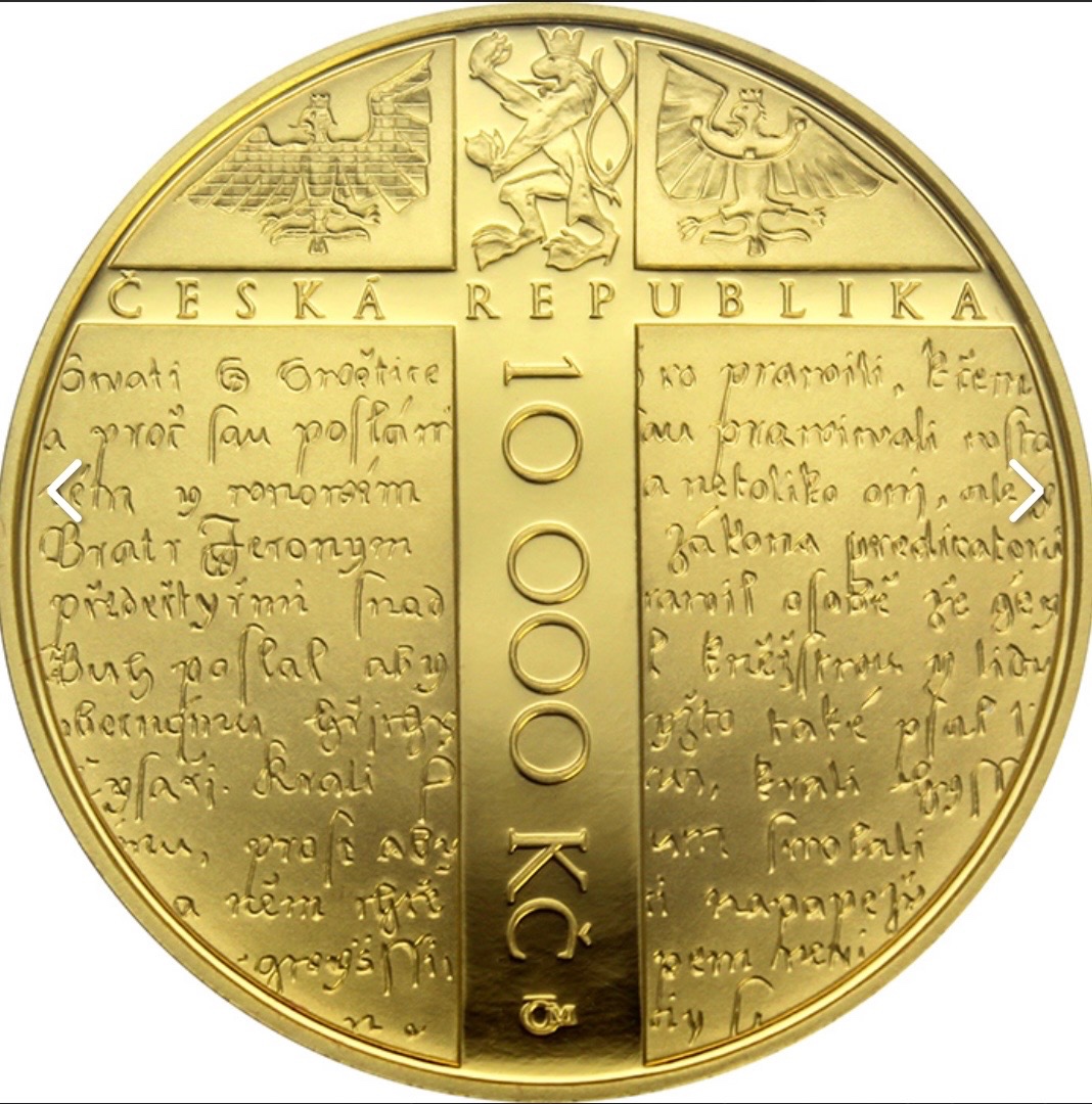 Zlato / zlatá mince Jan Hus 2015 proof 1oz - 2