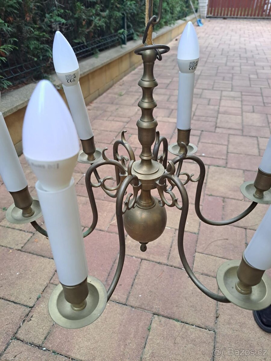 Starožitný mosazný lustr - 2