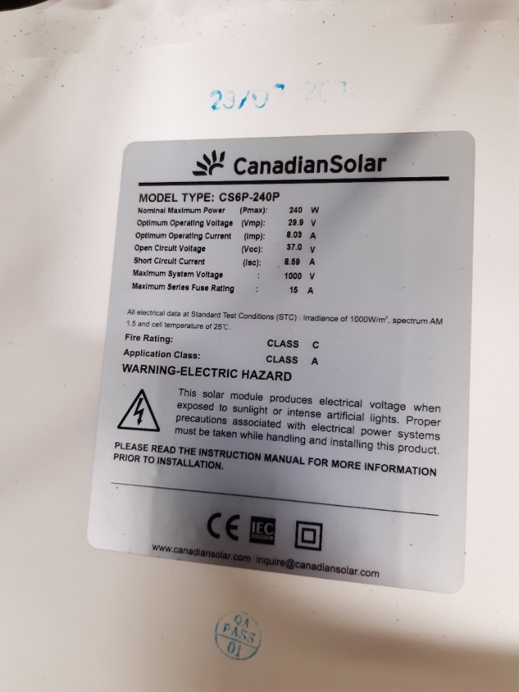 Solární panely Canadian Solar model CS6P-240P - 2