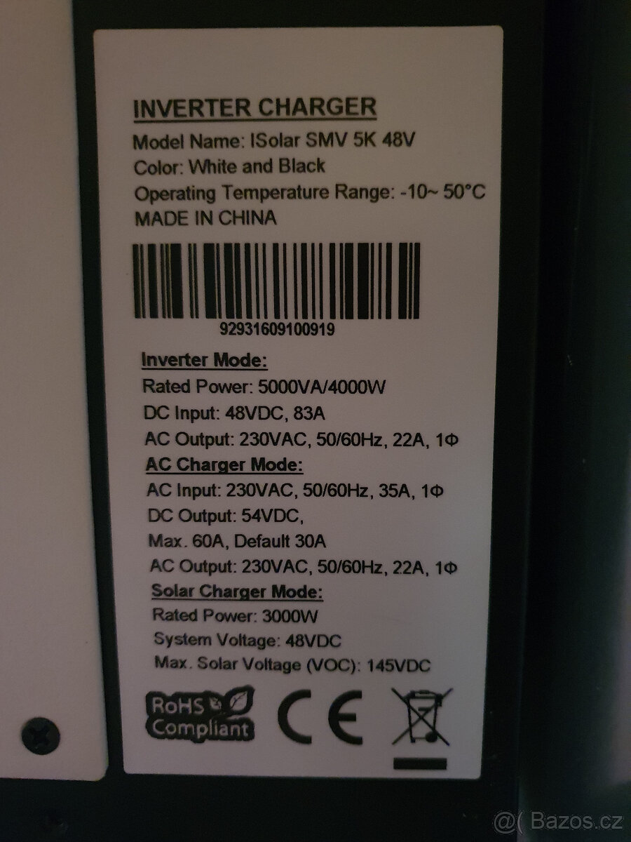 Solární střídač / měnič ISolar SMV 5KW 48V. - 2