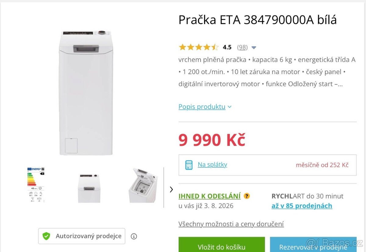 Úzká pračka ETA - 2