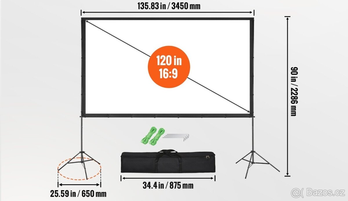 Projekční plátno se stativy 120" (278 x 162 cm) - 2