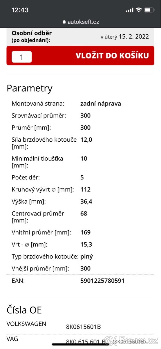 Zadní kotouče Audi A4/A5/A6 - 2