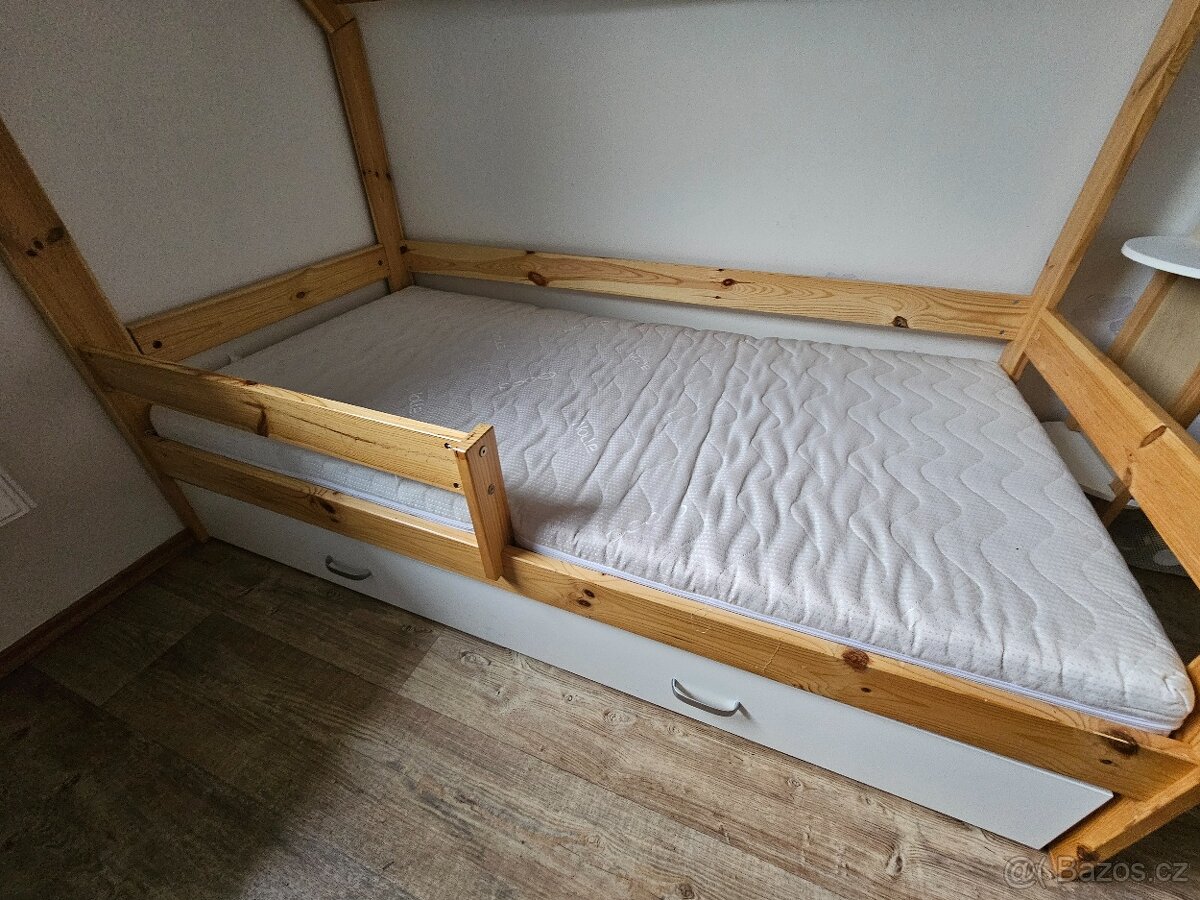 Dětská domečková postel - rošt matrace šuplík - 2