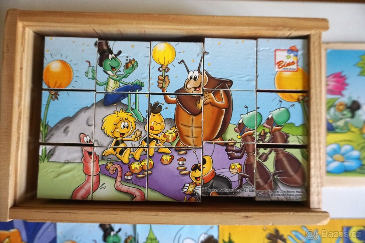 Dřevěné kostky v krabičce,Včelka Mája, 48ks (Bino) - 2