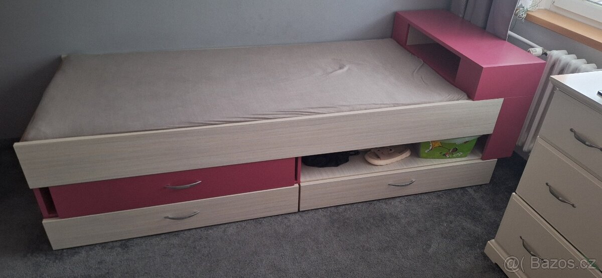 Vyšší postel do dětského pokoje se šuplíky 90x200 - 2