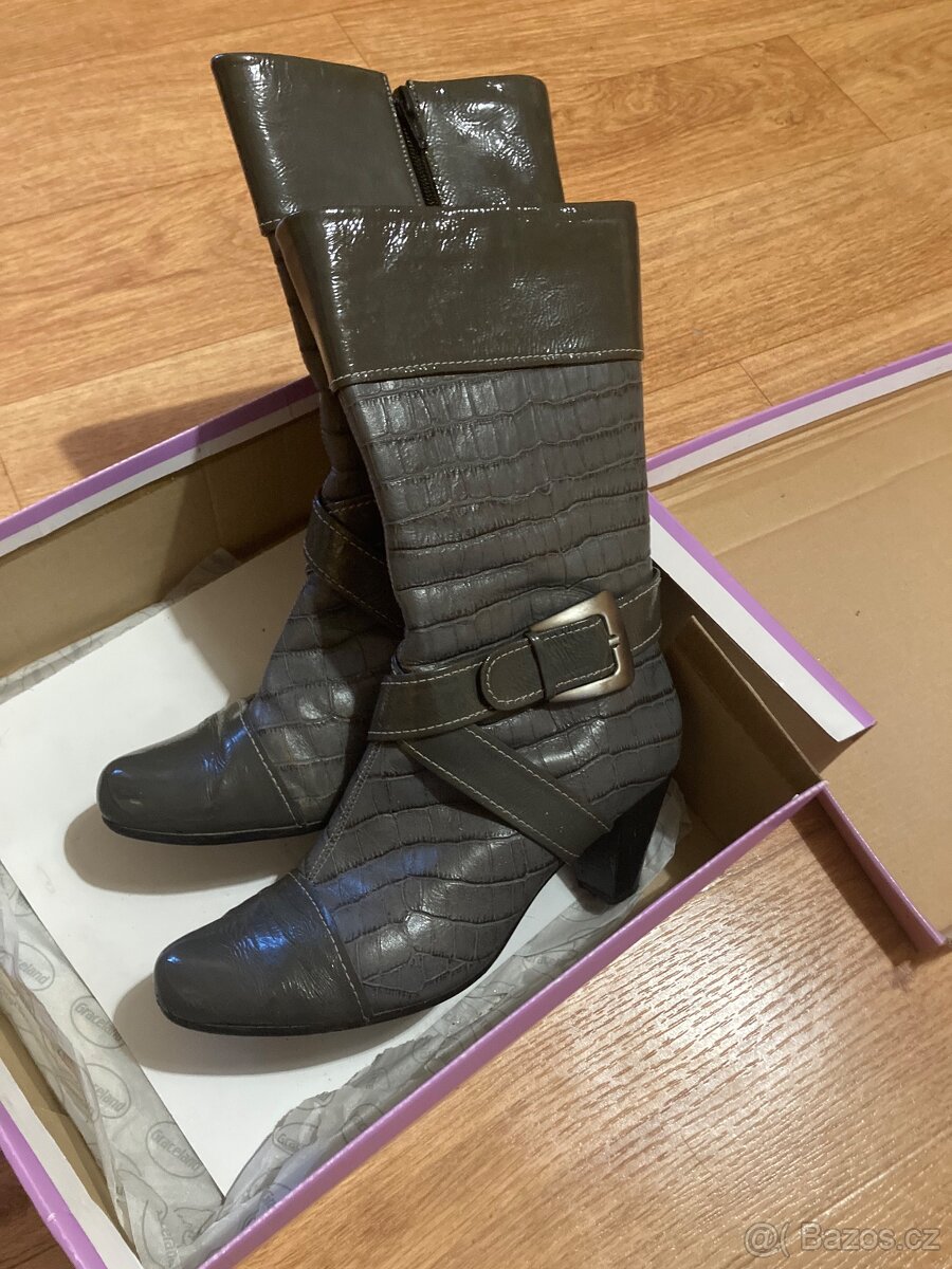 Dámské kozačky šedé - 2