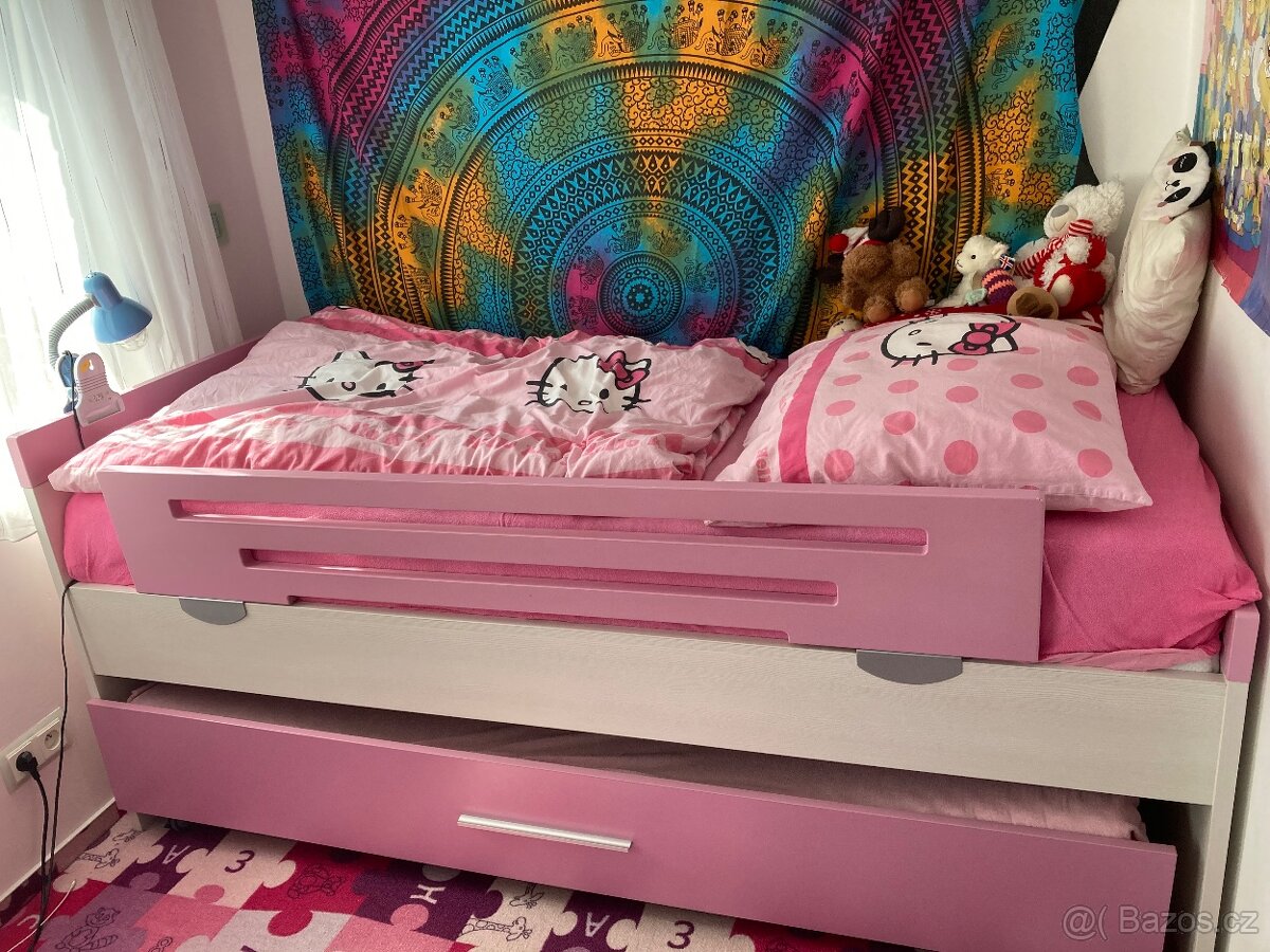 Dětská nebo i studentská holčičí postel + pridatné lůzko - 2