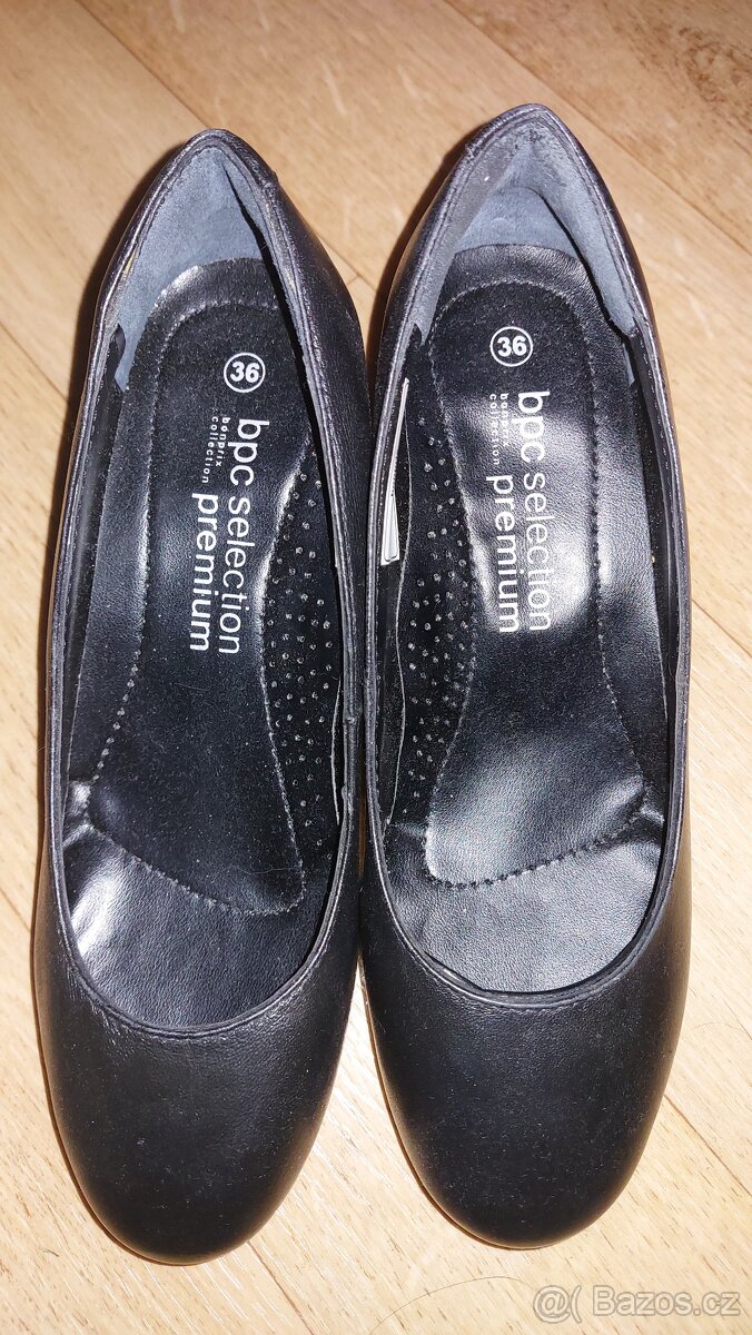 NOVÉ černé kožené lodičky na širším podpatku vel 36 - 2