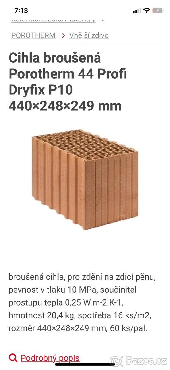 Cihla broušená Porotherm 44 - 2