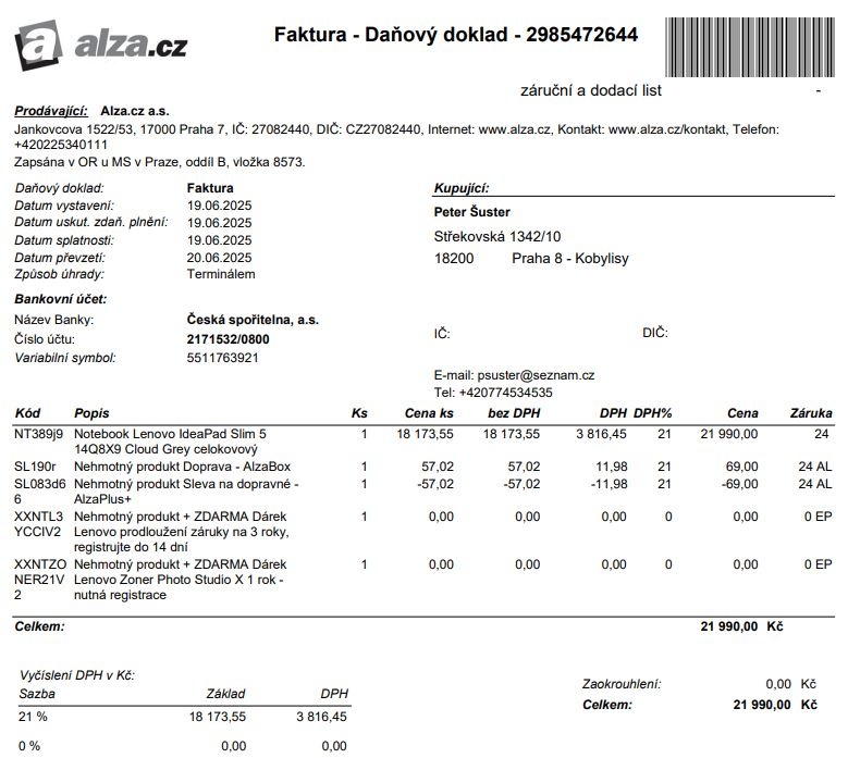 Notebook Lenovo IdeaPad Slim 5 14Q8X9 Cloud Grey celokovový - 2