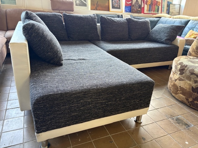 sedačka rohová rozkládací bílošedá - 2