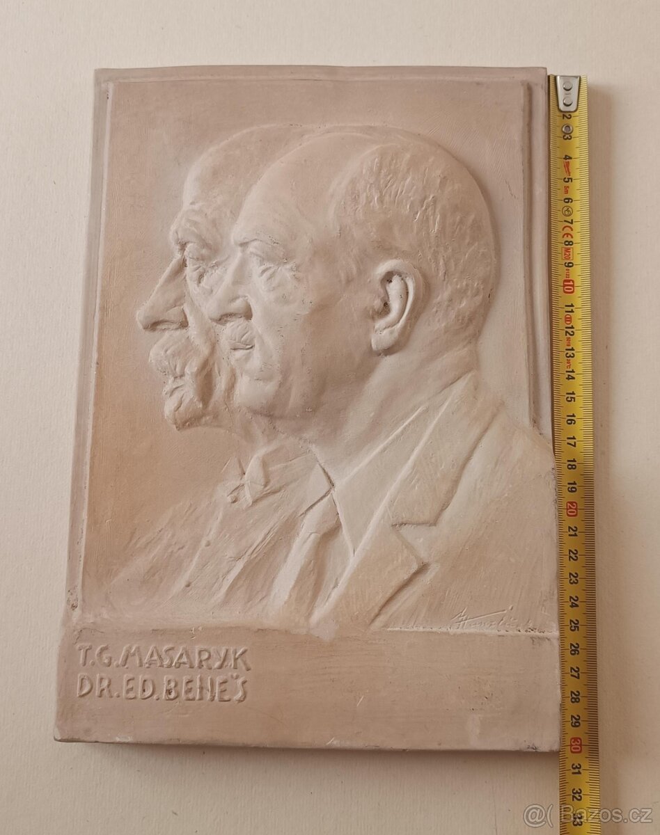 Keramický reliéf Dr. E. Beneš, T.G. Masaryk - 2