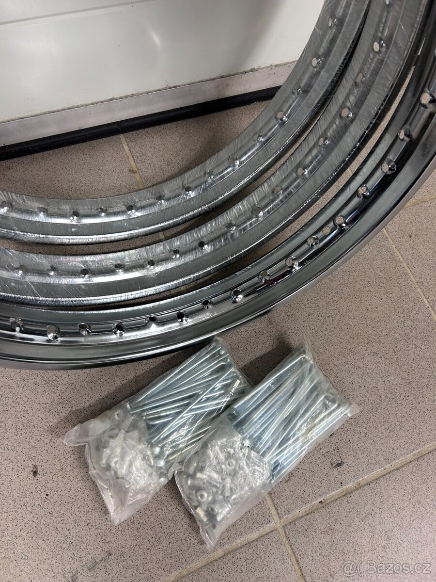 Nové chromové ráfky 19" Dněpr Ural 3ks + 2x výplet - 2