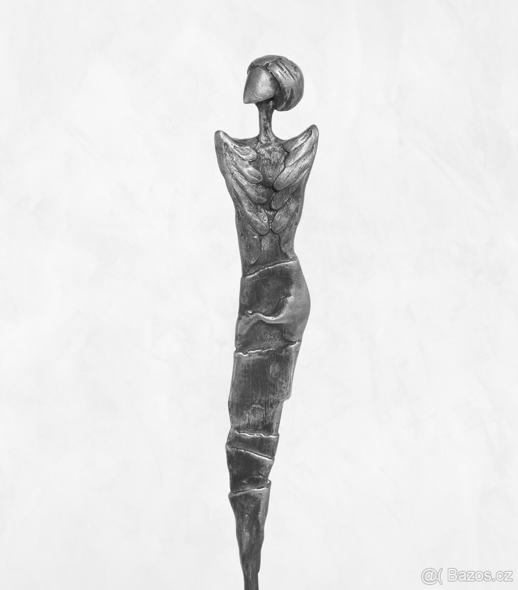 Socha anděla kov dekorace originální umění cín - Dívka Anděl - 2