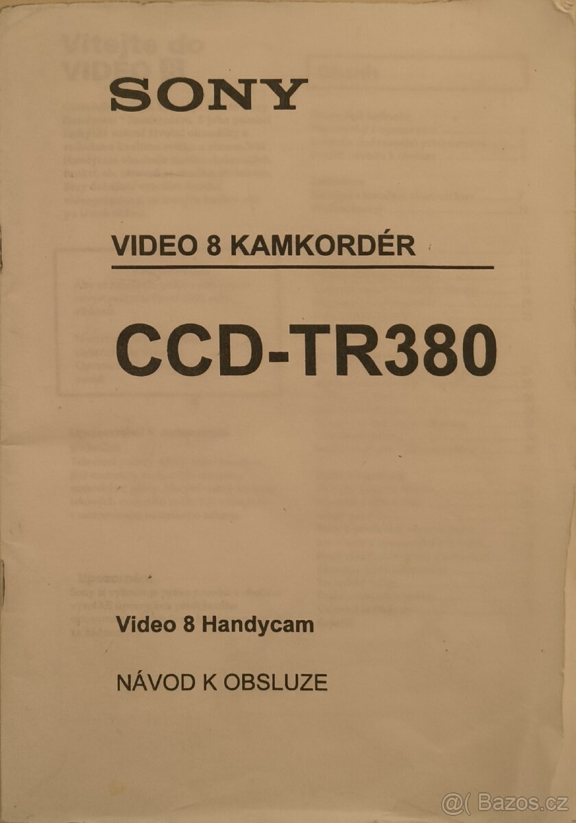 Prodám videokameru SONY CCD - TR380 - 2