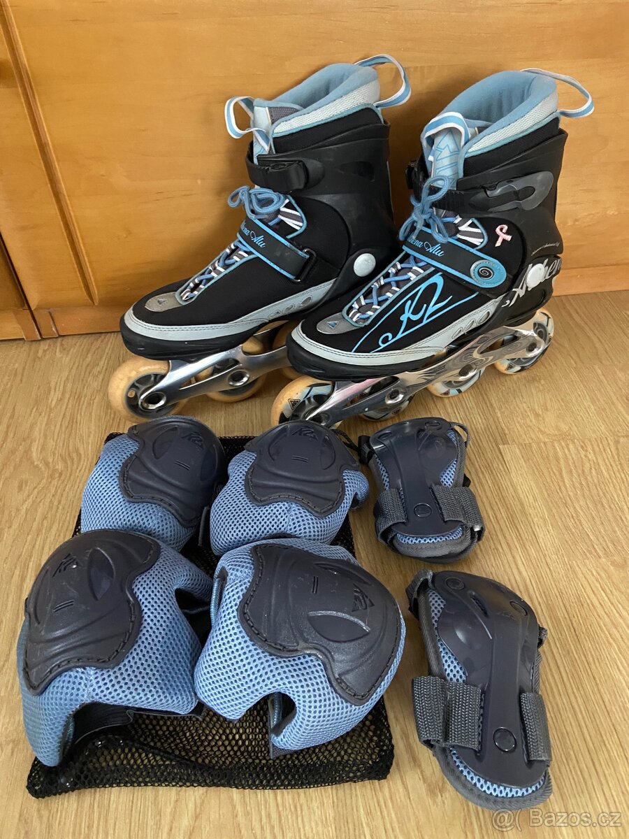 K2 Athena Alu inline brusle + chrániče vel. 39,5 - 2