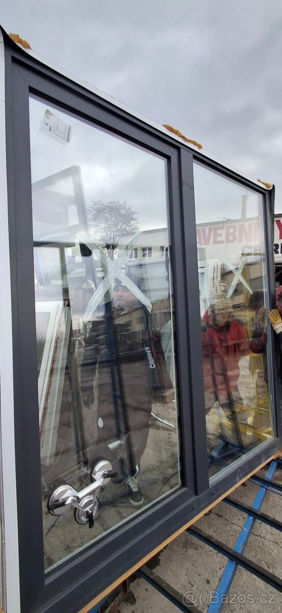 okno plastové POSUV 230x235 cm jednokřídlé L ,3-sklo,barva a - 2