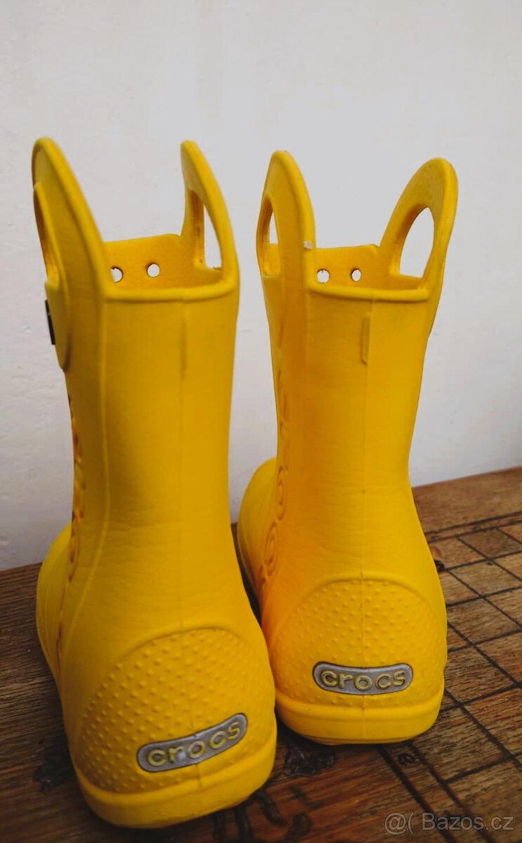Dětské Holínky Crocs Handle Rain Boot Žluté, vel. C11 - 2