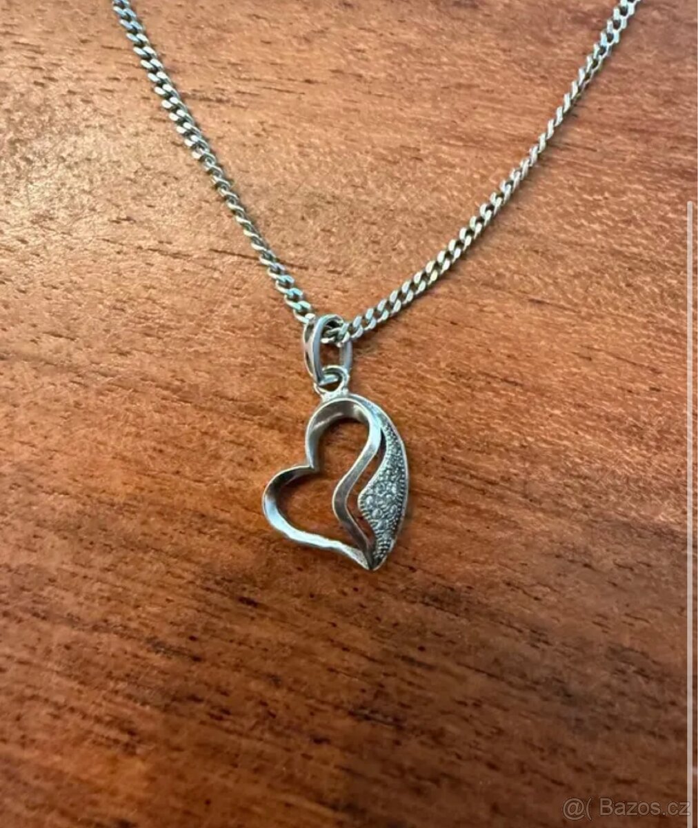Řetízek s přívěškem srdíčko stříbro - 2